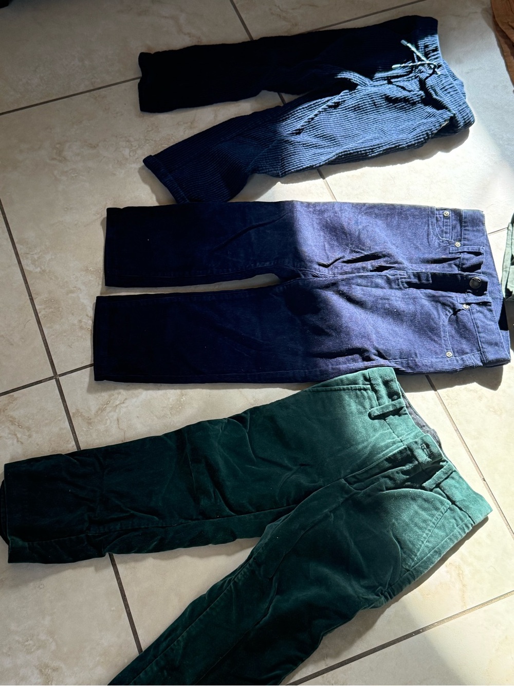 Toddler boy Dark Blue and Forest Green Corduroy Jeans (3 piece set)